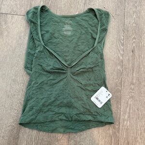 Free People Green Textured Tank Top
